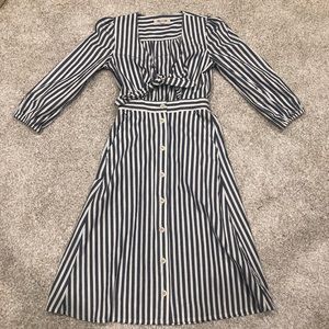 Striped Midi Dress with Cut out